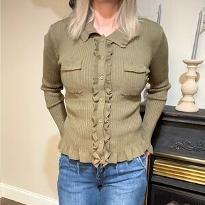 LovLov Women's Ribbed Sweater - Olive